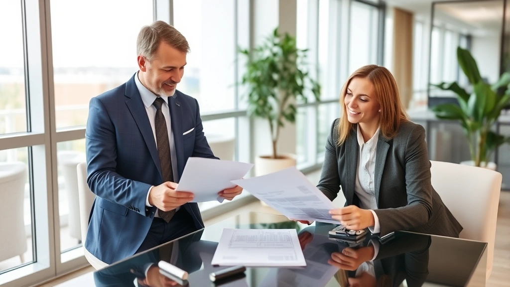waterbury taxes - 
Modern office with financial advisor meeting with couple reviewing property tax