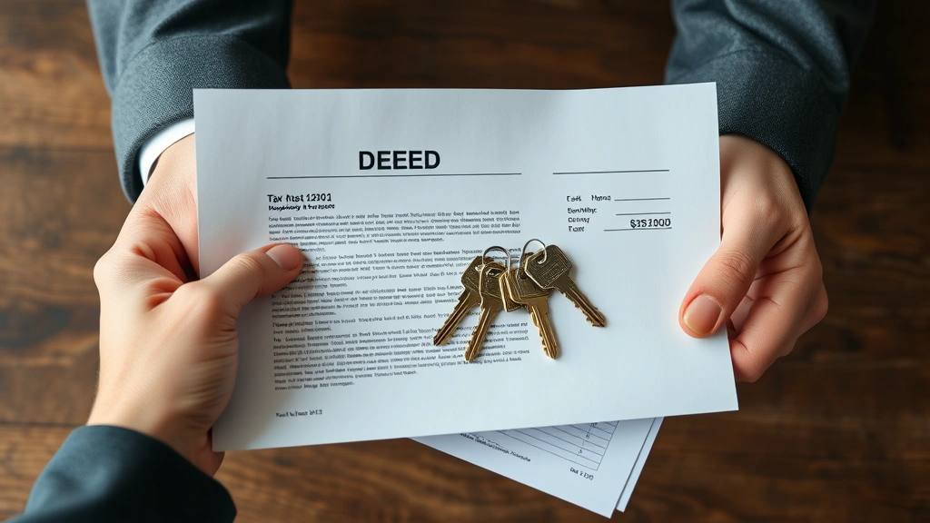 waukesha county property tax - 
Close-up of hands holding property deed and tax bill documents with house keys 