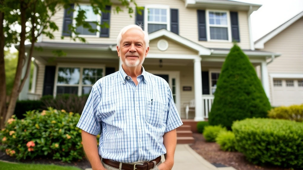 waukesha county property tax - 
Senior homeowner standing confidently in front of well-maintained two-story hom