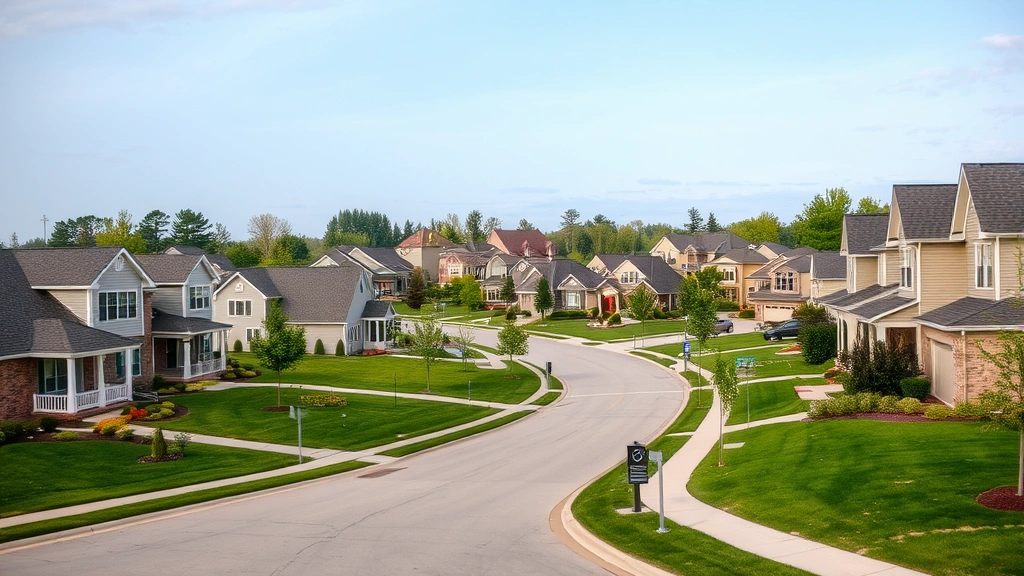 waukesha county property taxes - 
Residential neighborhood in Waukesha County showing diverse homes with manicure