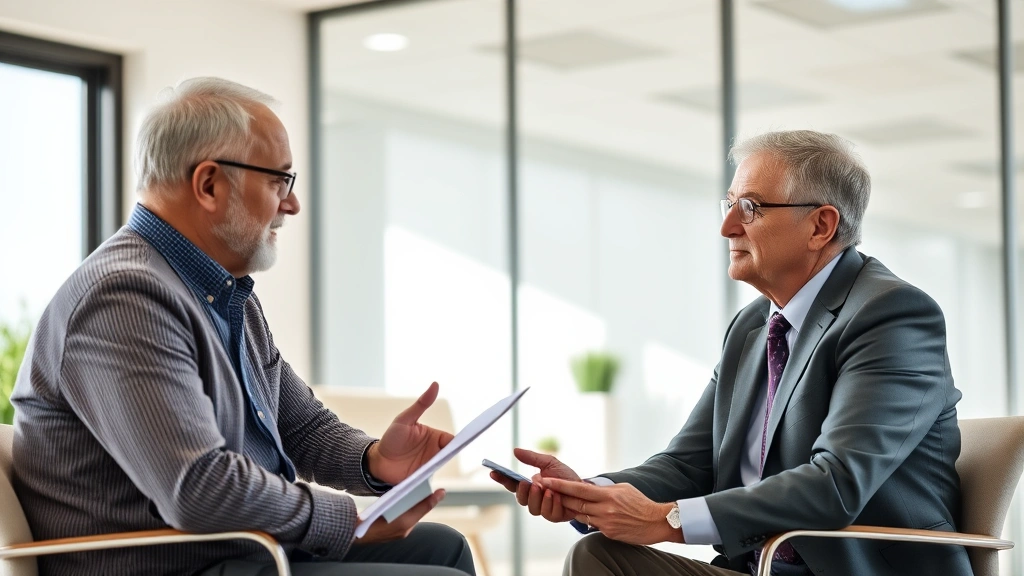 waukesha property tax - 
Senior couple meeting with financial advisor in bright office, discussing prope