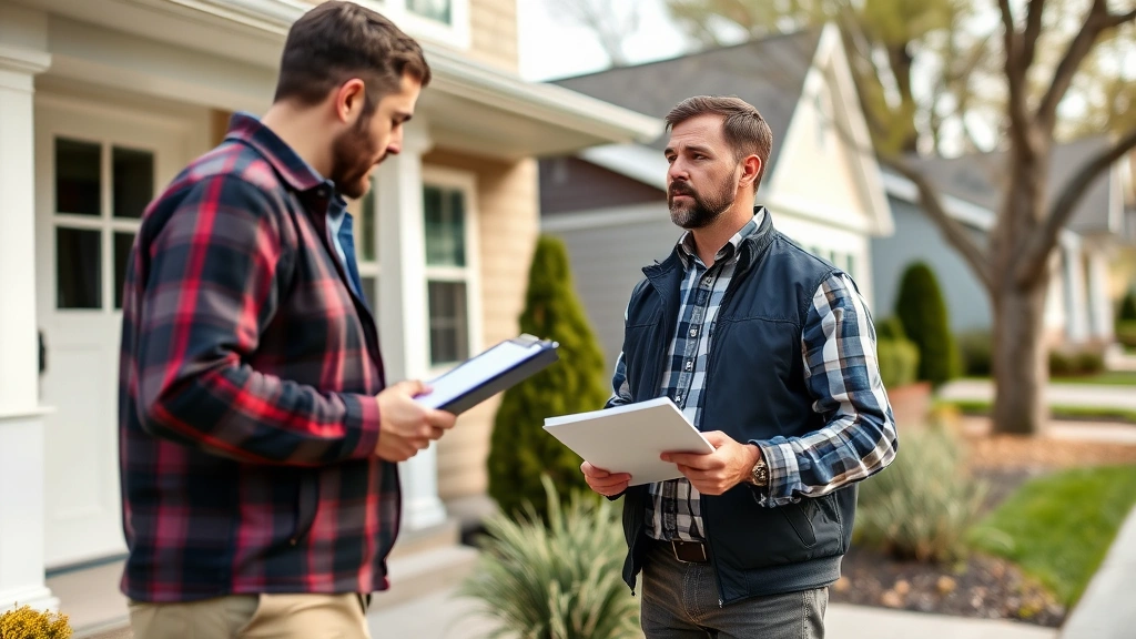waukesha property tax - 
Property assessor inspecting exterior of residential home, taking notes on clip