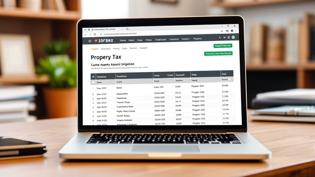 waukesha property tax - 
Laptop screen displaying property tax records and county assessor database inte