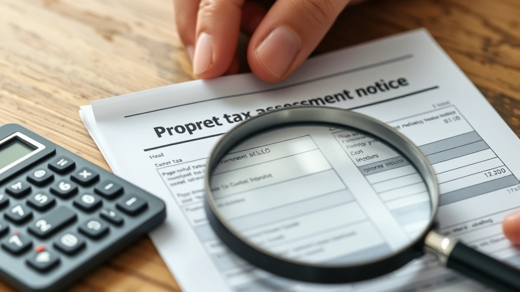 wayne county pa tax map - 
Close-up of hands holding printed property tax assessment notice next to calcul