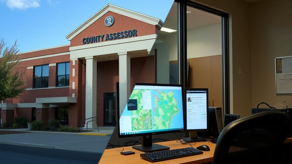 wayne county pa tax map - 
Split screen showing county assessor’s office building exterior and inter