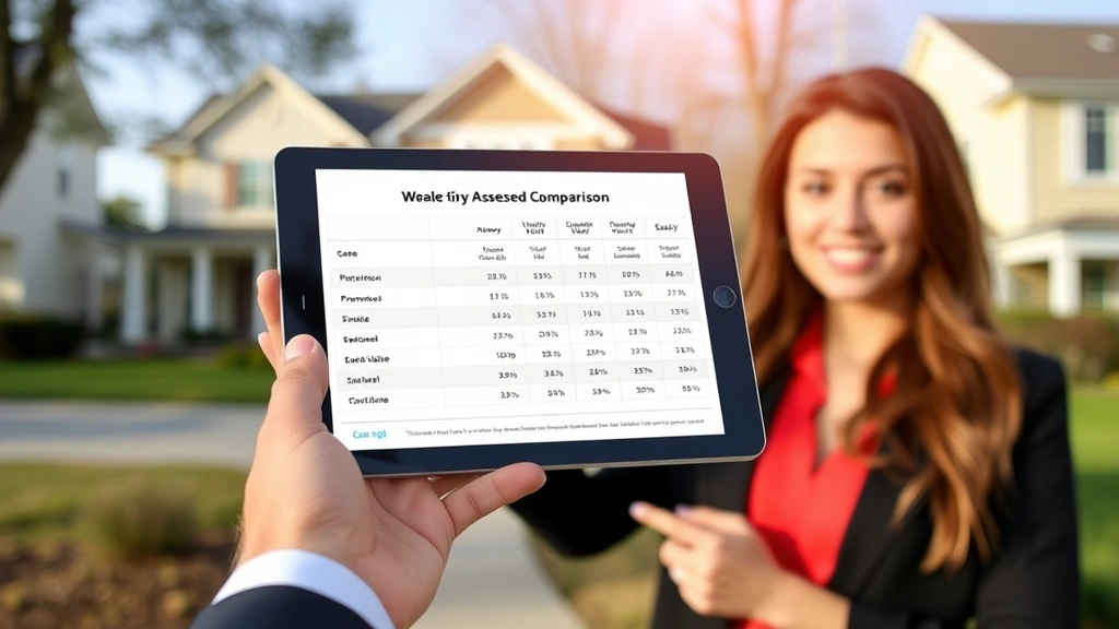 wayne county pa tax map - 
Businessperson presenting property comparison chart showing assessed values of 