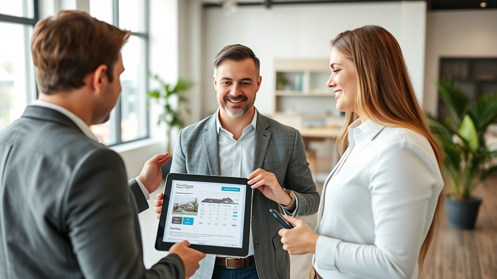 wayne county property tax - 
Real estate professional presenting property comparison data on tablet to clien