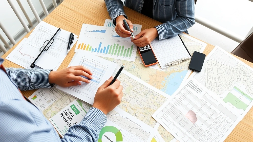 wayne county tax map - 
Real estate investor analyzing property data with spreadsheet and tax maps scat