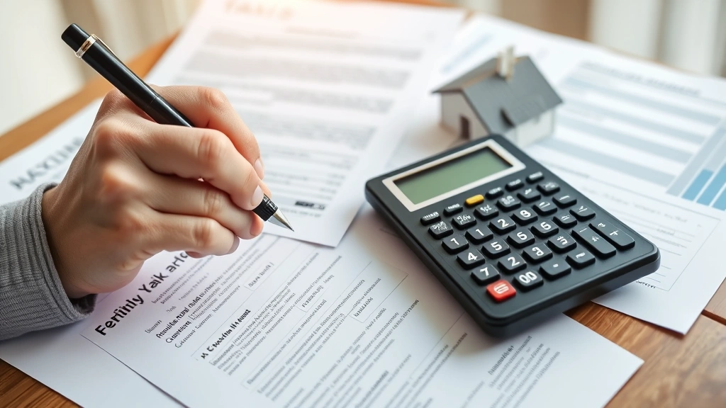 what are ad valorem taxes - 
Close-up of hands reviewing tax forms and home valuation documents with pen and