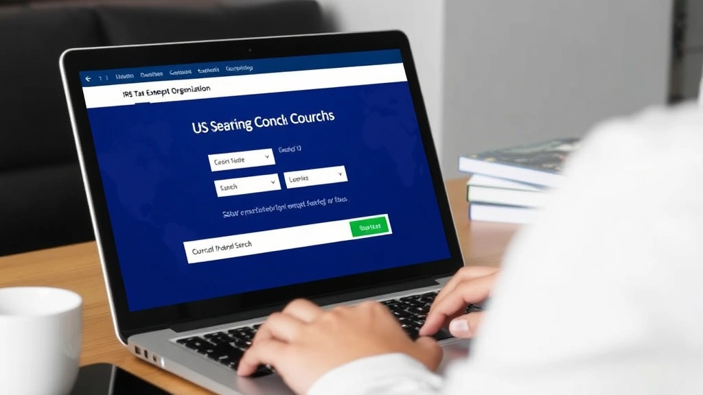 what are church tithes in taxes - 
Person using laptop to access IRS Tax Exempt Organization Search tool to verify