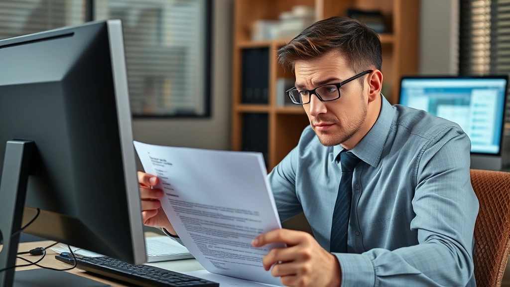 what happens if i miss the tax deadline - 
Stressed professional at desk with IRS notice letter, looking at computer scree