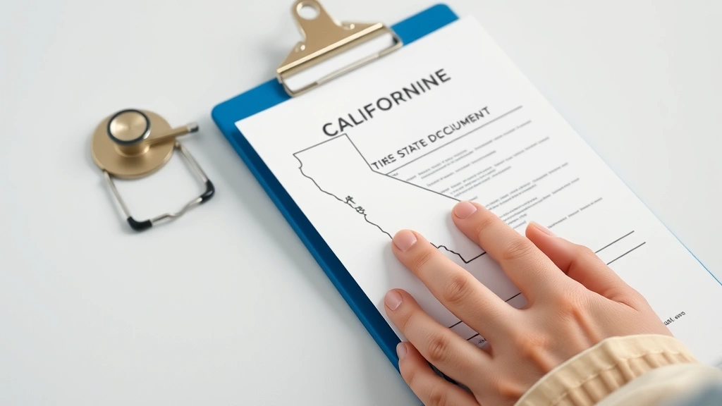 what is ca sdi tax - 
Close-up of hands holding California state documents with healthcare clipboard 