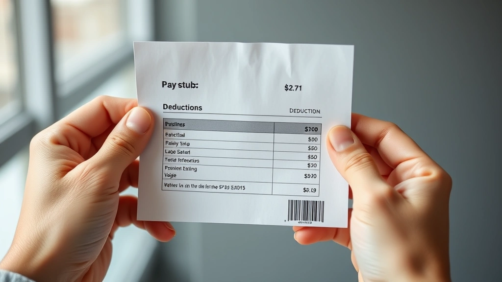 what is sdi tax - 
Close-up of hands holding paystub with highlighted deductions section, modern m