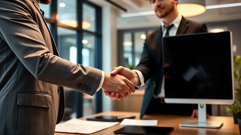 what is the best ai accounting software for taxes - 
Handshake between business professional and accountant in modern office with ta