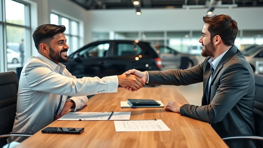 what is the sales tax in tennessee - 
Car salesman and customer shaking hands at dealership desk with paperwork and v