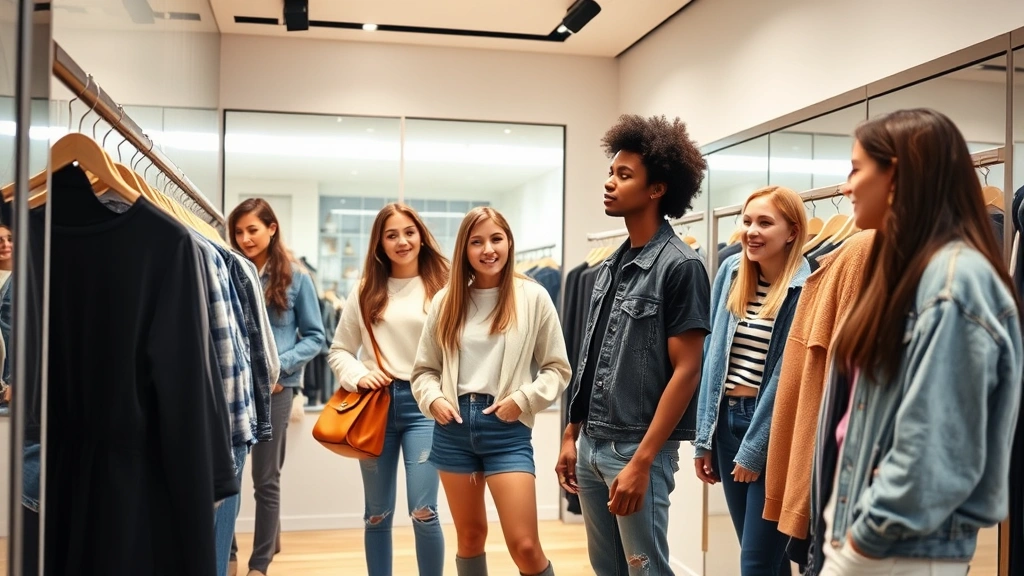 when is tax free weekend in ohio - 
Diverse group of teenagers trying on clothing in modern retail store fitting ro