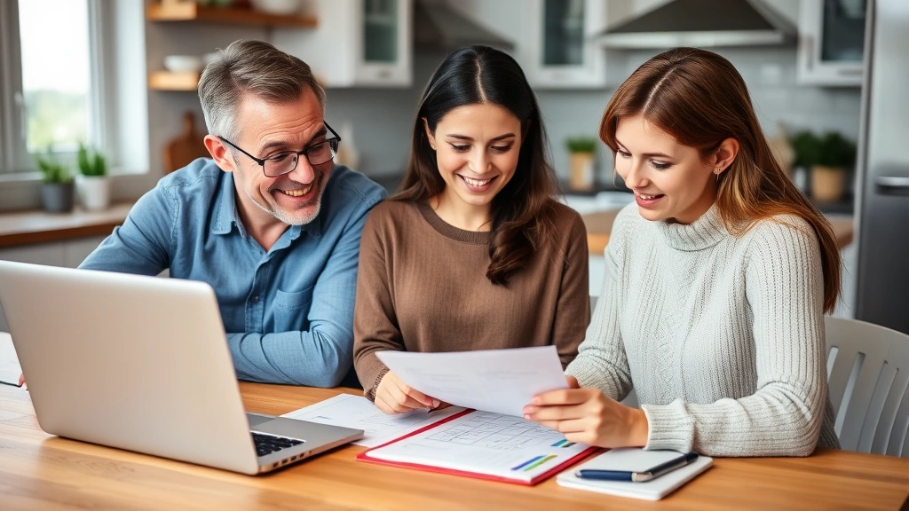 when is the tax free weekend in tn - 
Family of three reviewing shopping list and budget planning document at kitchen
