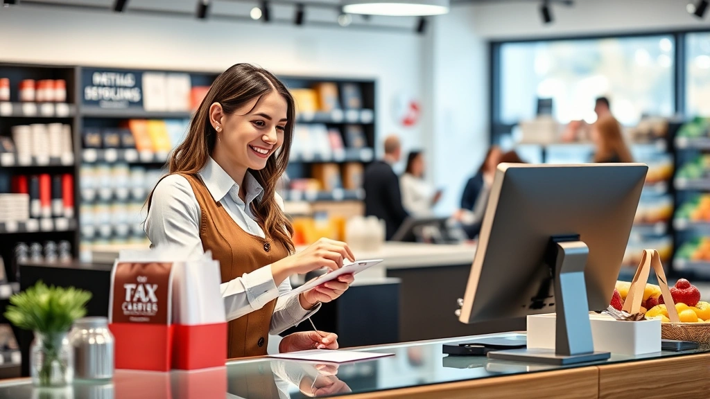 when is the tax free weekend in tn - 
Professional woman at checkout counter processing tax-free purchase with smilin
