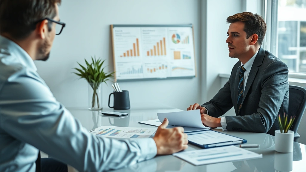 where is agi on tax return - 
Financial advisor in business attire explaining tax concepts to client across d