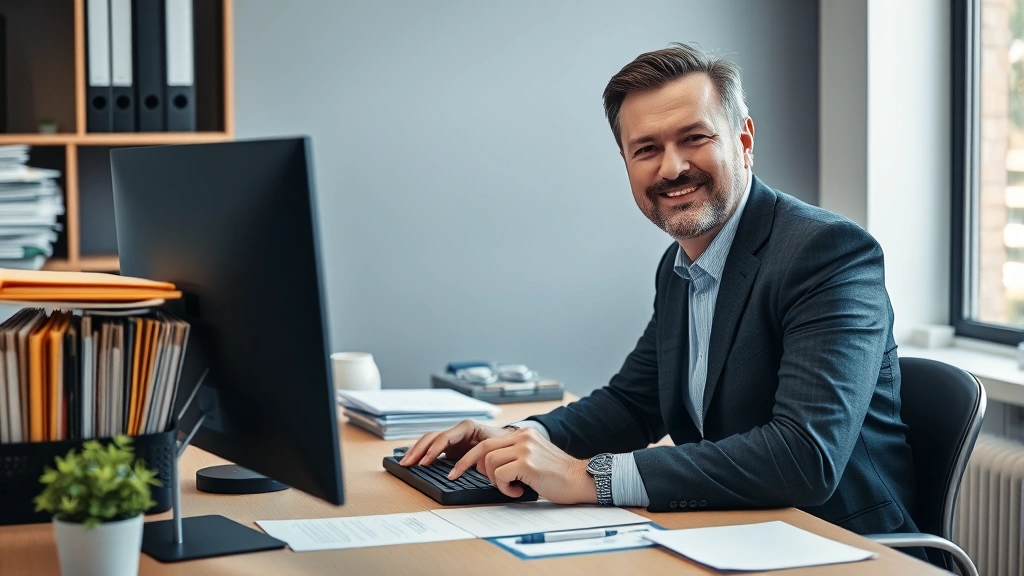 where is my ks state tax refund -
Professional financial advisor at desk with organized filing system, computer s