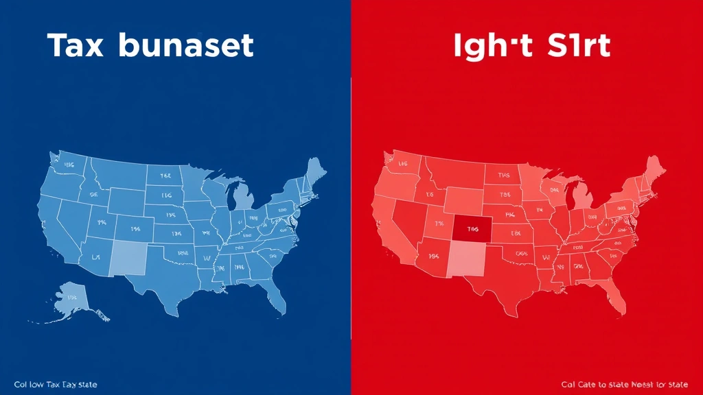 which state has no property tax - 
Split-screen comparison showing tax burden visualization: low property tax stat
