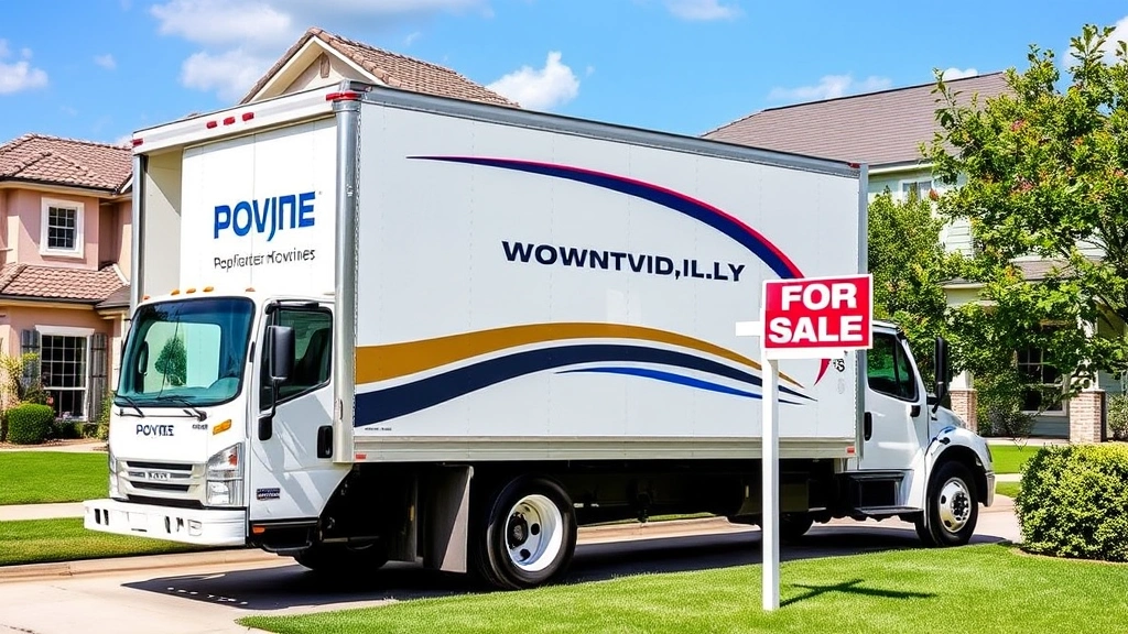 which state has no property tax - 
Professional moving company truck parked in front of residential home with &#82