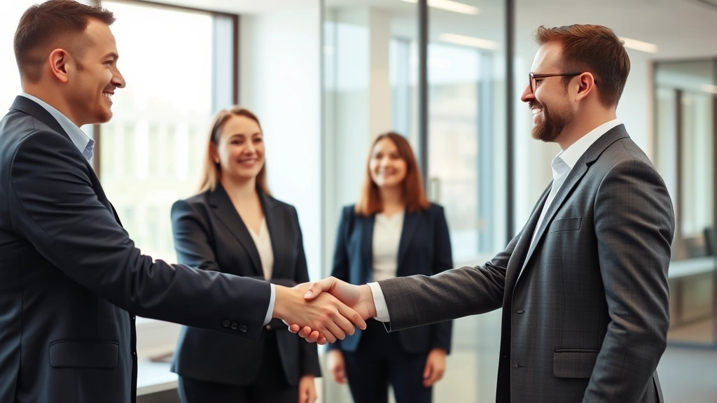 will county taxes - 
Business professional shaking hands with client in office setting
