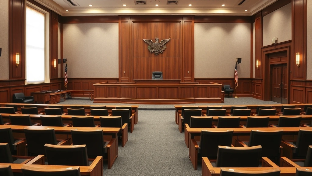 will you go to jail for not filing taxes - 
Courtroom interior with judge’s bench and empty seats, formal professiona