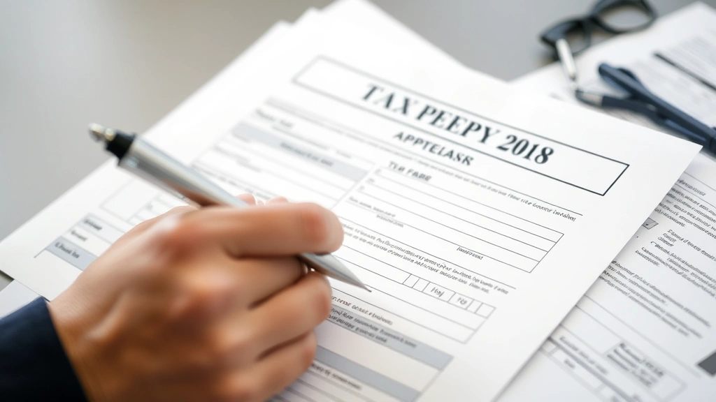 winnebago property taxes - 
Close-up of hands filling out property tax appeal form with pen and reference d