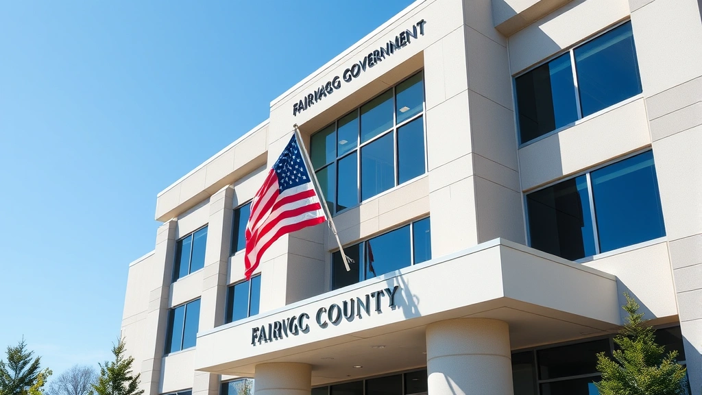 www fairfaxcounty gov taxes - 
Modern Fairfax County government building exterior with American flag, professi