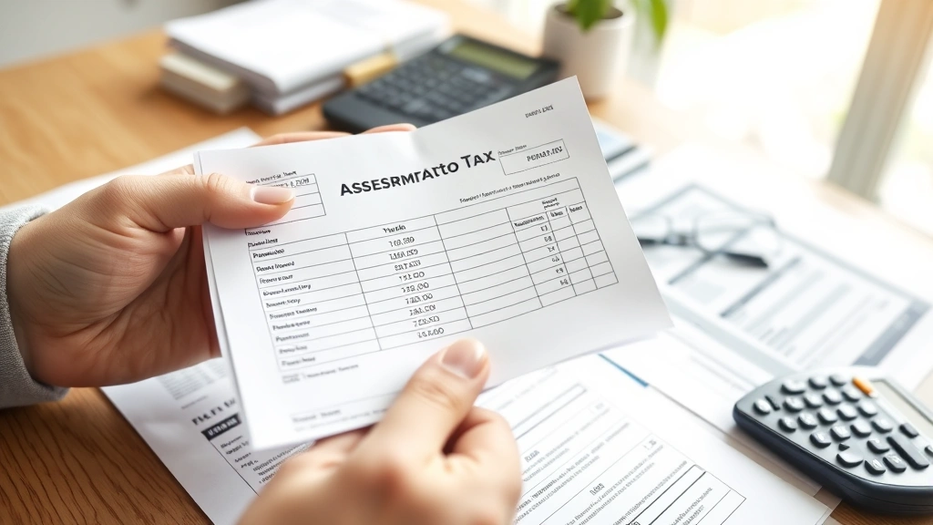 www fairfaxcounty gov taxes - 
Close-up of hands holding property tax bill and assessment notice, calculator v