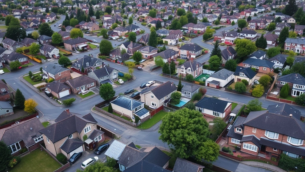 www fairfaxcounty gov taxes - 
Aerial view of residential neighborhood with various home types, demonstrating 