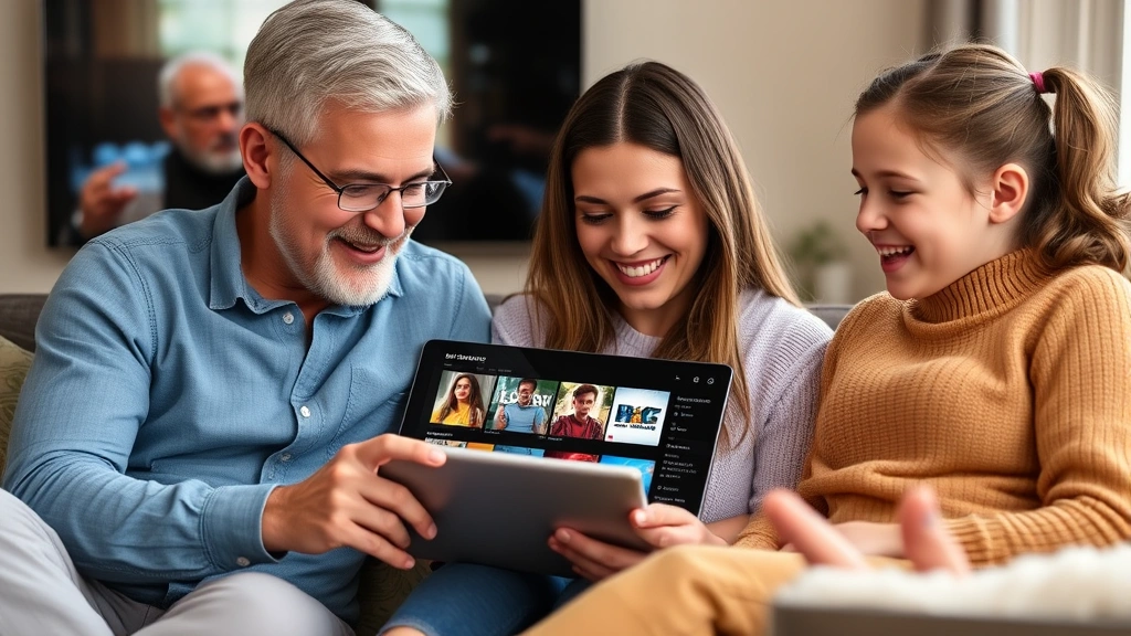 yomovies tax - 
Family reviewing streaming service options on tablet together, showing legitima