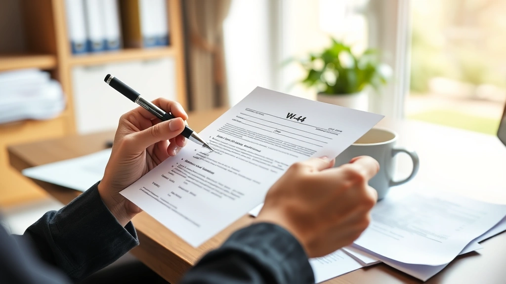 3000 tax refund - 
Person holding W-4 form with pen, sitting at home office desk with coffee cup a