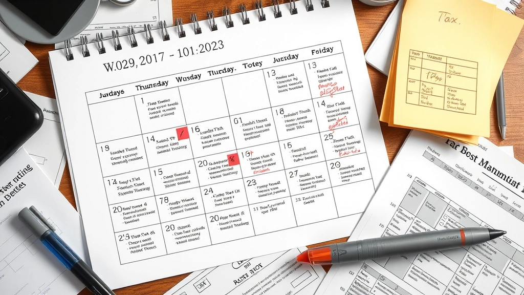 3000 tax refund - 
Calendar showing year-end dates with tax planning notes, highlighter, and finan