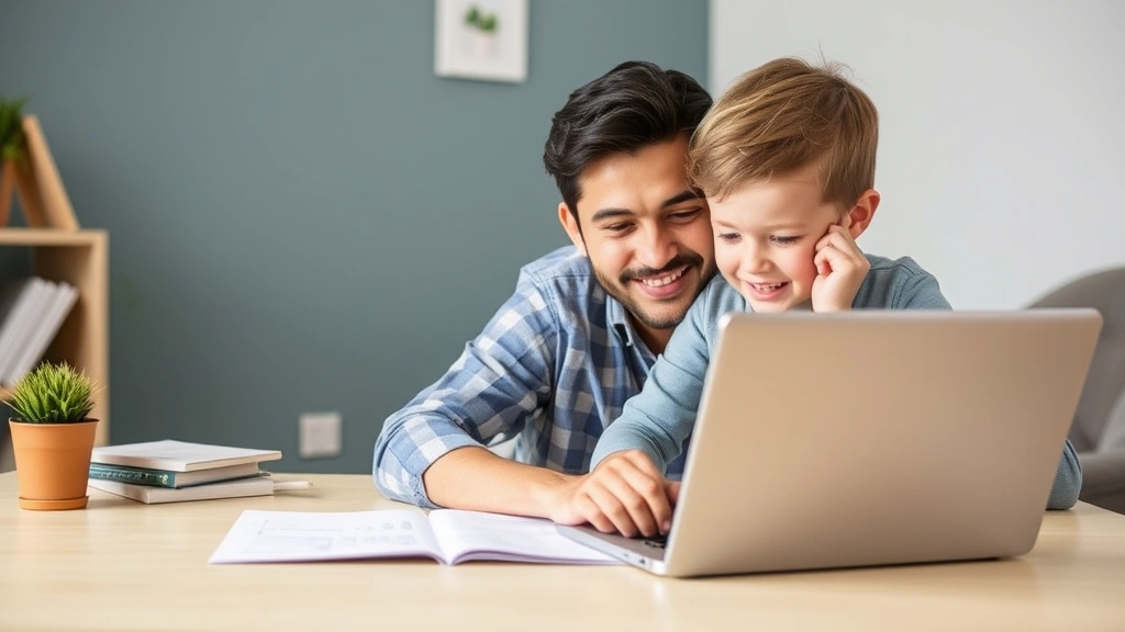 529 tax break california -
Parent and child looking at laptop showing college cost estimates and savings p