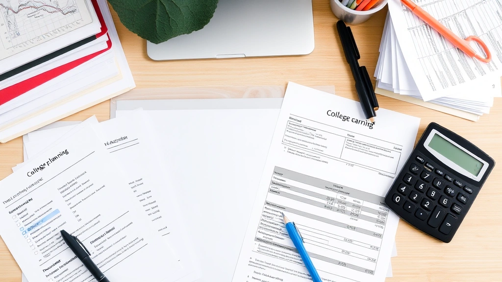 529 tax break california -
Organized workspace with college planning materials, calculator, and financial