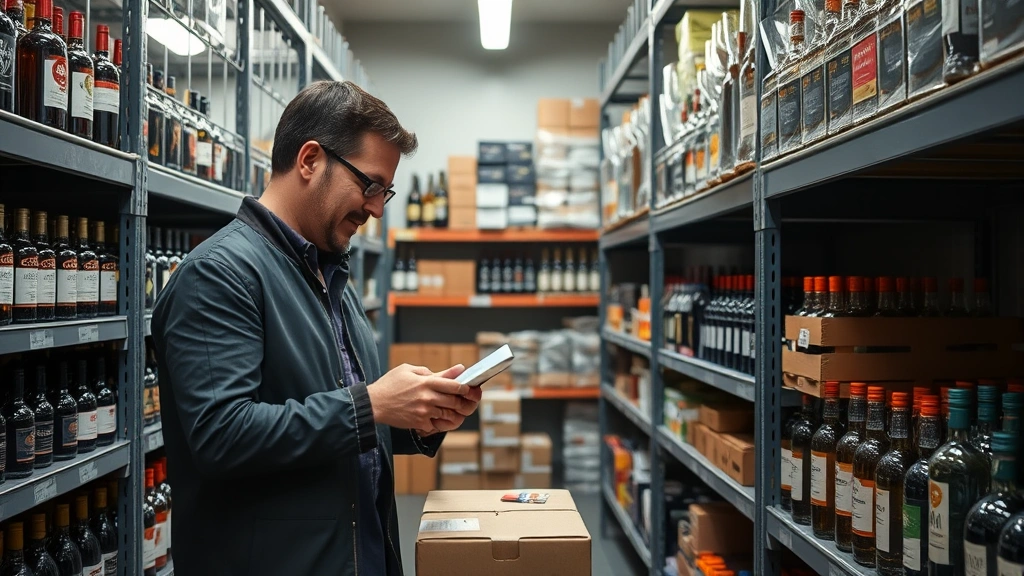 60 tax on alcohol -
Business owner conducting physical inventory count in climate-controlled alcoho