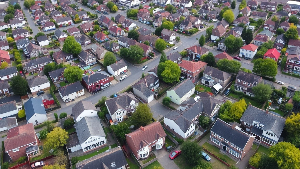 acadia tax assessor - 
Aerial view of residential neighborhood with mix of house styles and sizes, sho