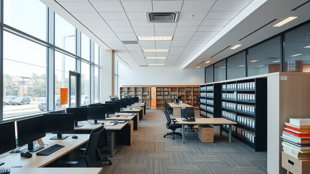 ad valorem taxes definition - 
Modern county assessor’s office interior with computers and filing system