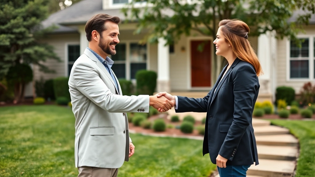 ad valorem taxes definition - 
Real estate agent and homeowner shaking hands in front of residential property,