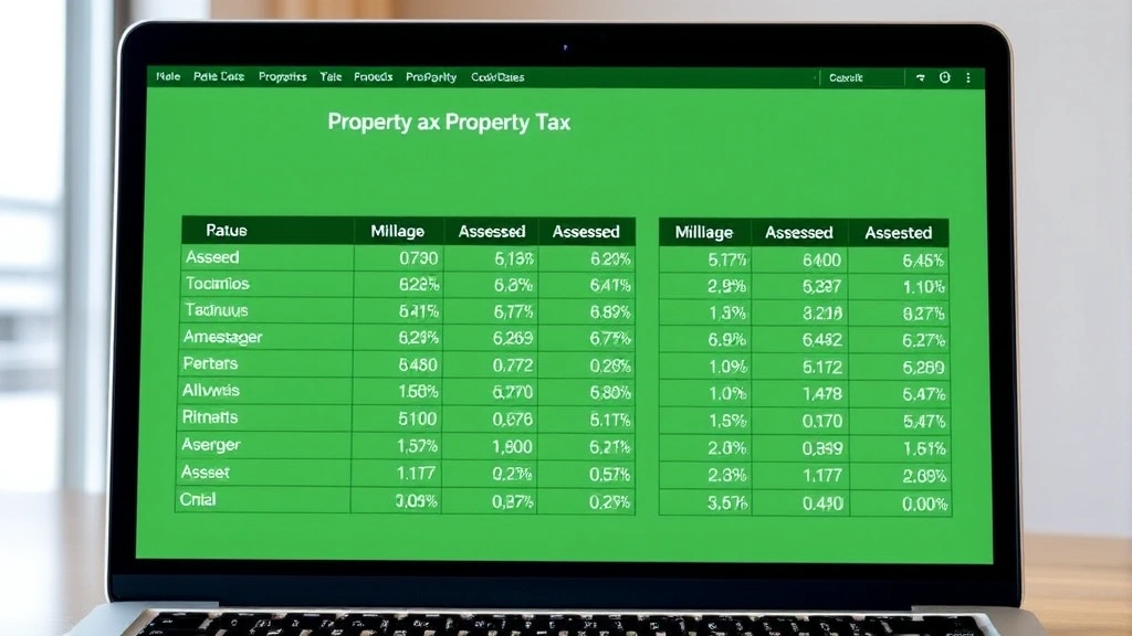 ad valorem taxes definition - 
Laptop screen displaying property tax calculation spreadsheet with millage rate