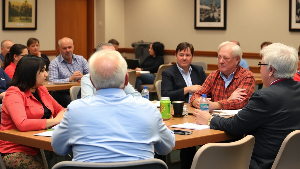 ad valorem taxes definition - 
Diverse group in community meeting discussing local tax rates and budget alloca