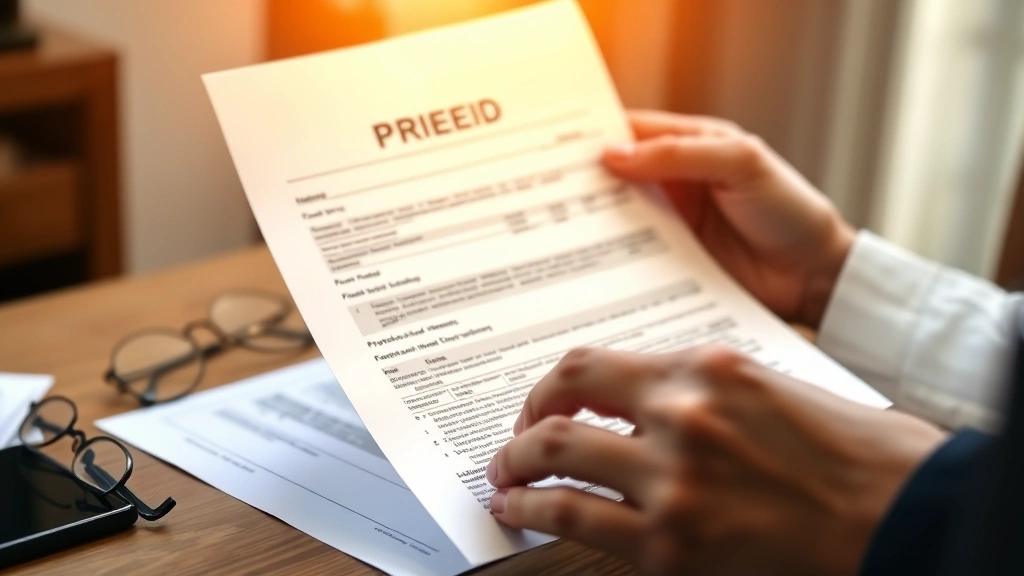 anderson county property tax search - 
Close-up of hands holding property deed and tax assessment letter, wooden desk 