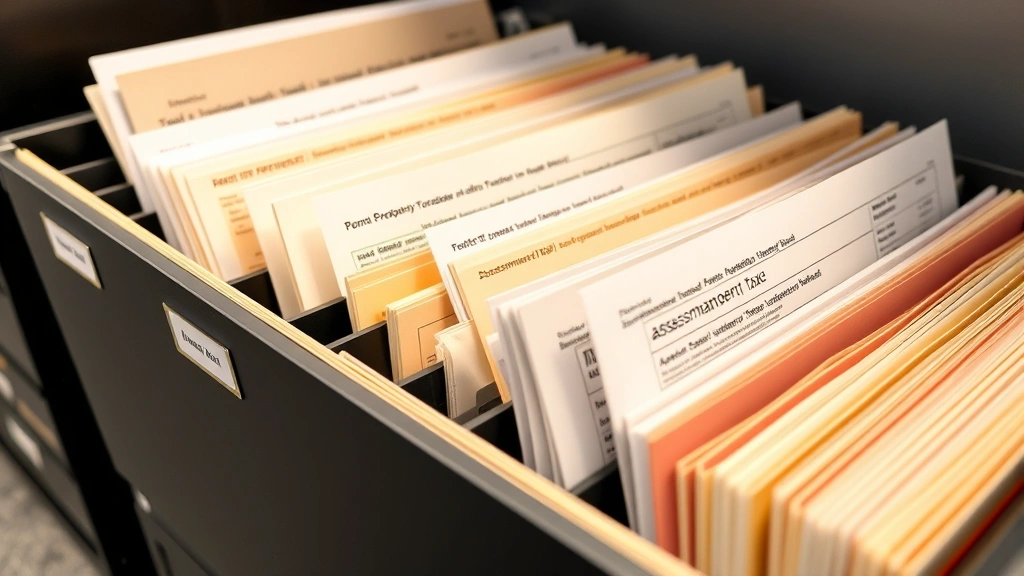 anderson county property tax search - 
Organized filing system with property tax documents, assessment notices, and ap