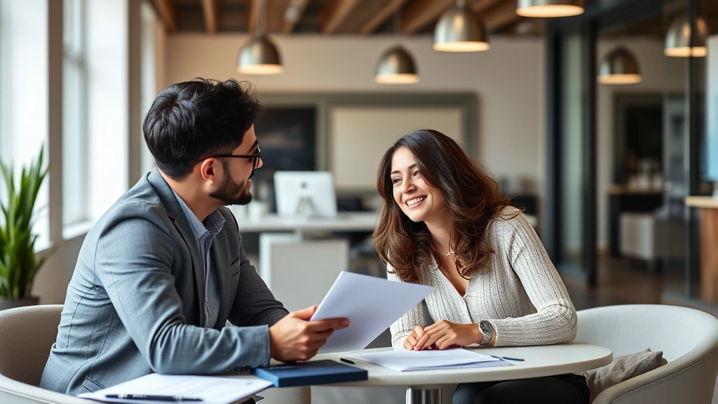 angelina tax office -
Diverse couple meeting with tax professional in modern office setting discussin
