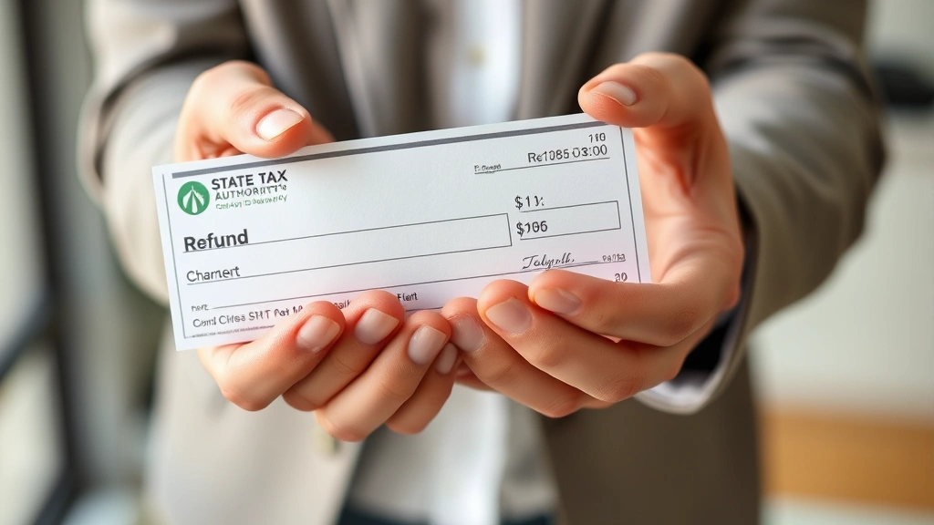 ar state tax refund status -
Close-up of hands holding a refund check from state tax authority, soft natural