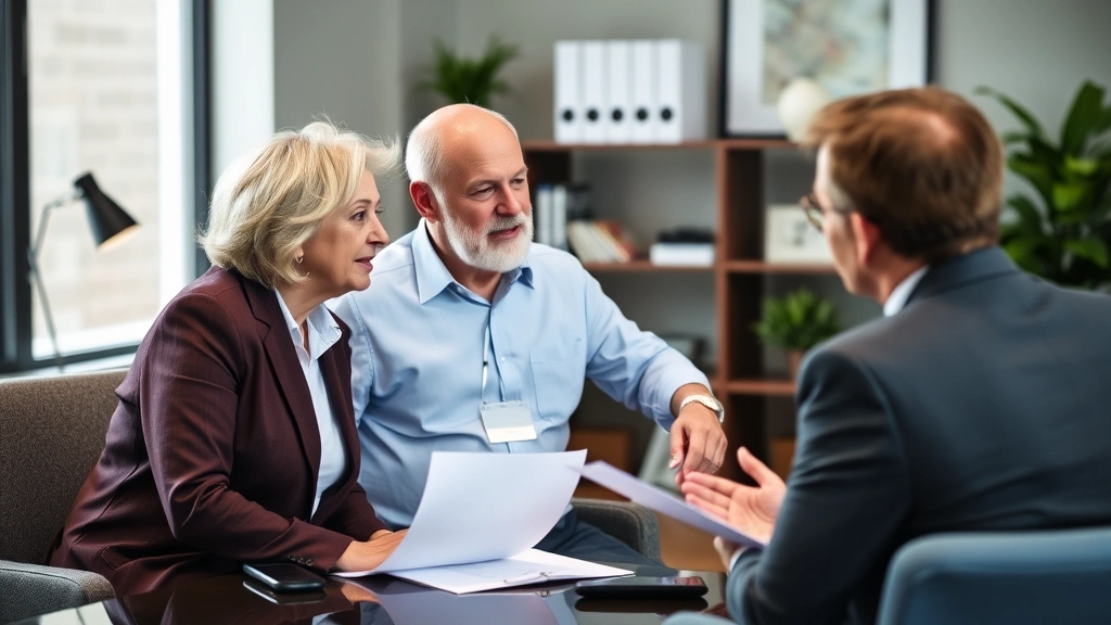 arapahoe county property taxes -
Mature couple meeting with financial advisor in office discussing property tax
