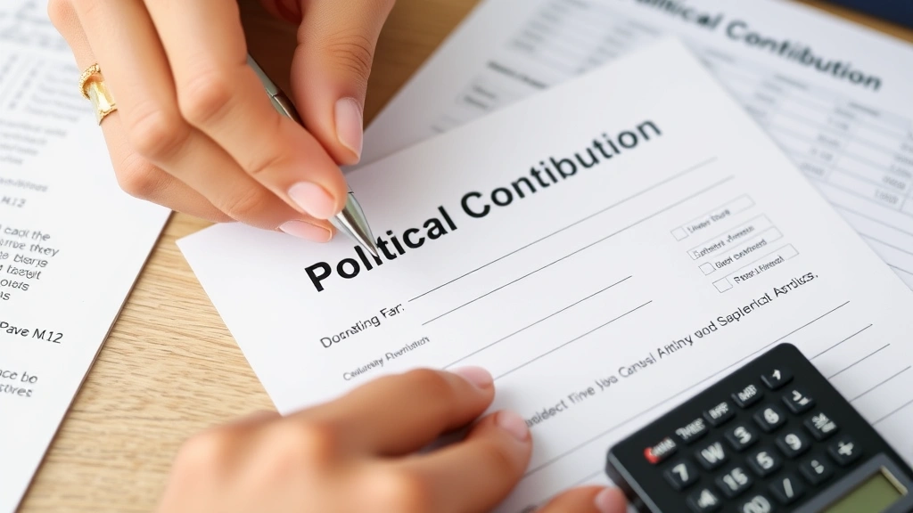 are political donations tax deductible for a business - 
Close-up of hands holding a pen over a donation form with ‘Political Cont
