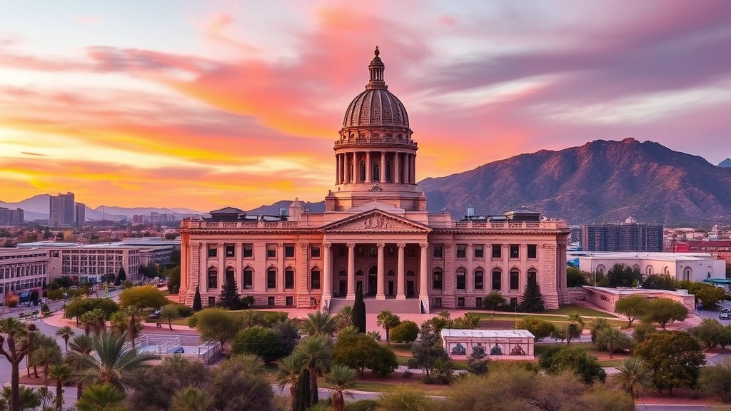 arizona automobile sales tax - 
Arizona state capitol building in Phoenix with desert landscape, representing s